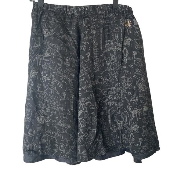 Y2K Diesel Skirt Womens Large Skater Skirt Black White Novelty Print - Picture 3 of 10